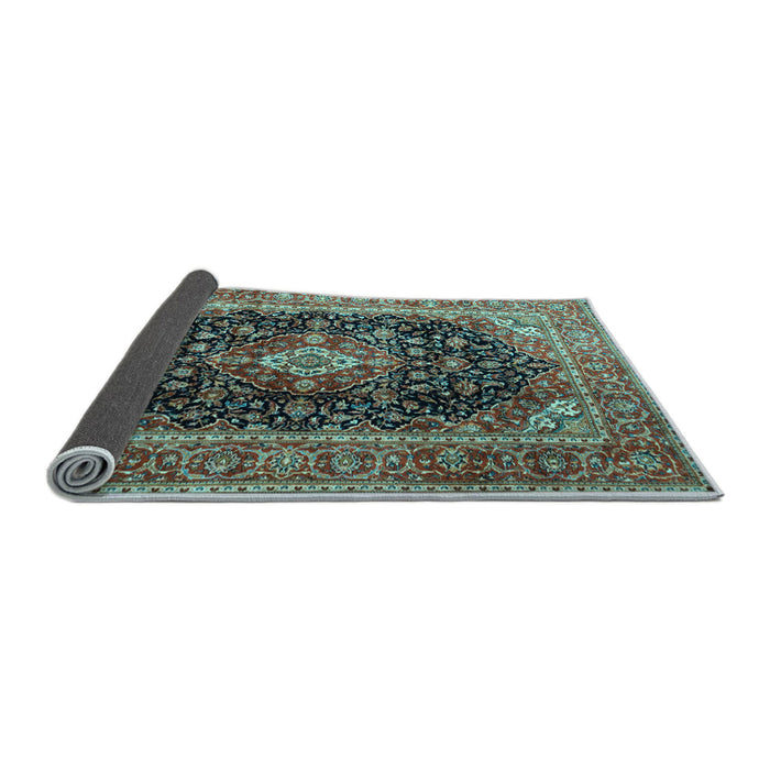 Sideview of Medallion Light Blue Traditional Rug, tr1257lblu