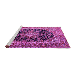 Sideview of Machine Washable Medallion Purple Traditional Area Rugs, wshtr1257pur