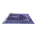 Sideview of Machine Washable Medallion Blue Traditional Rug, wshtr1257blu