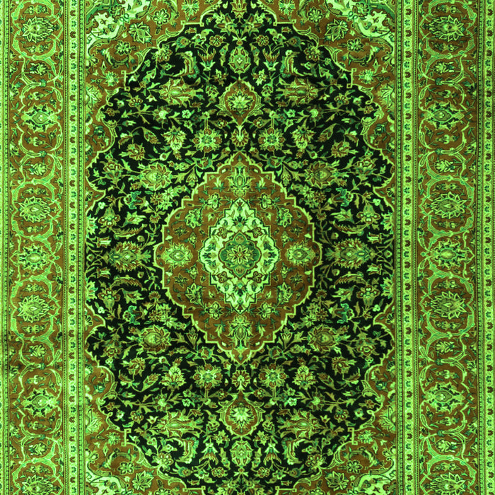 Serging Thickness of Machine Washable Medallion Green Traditional Area Rugs, wshtr1257grn