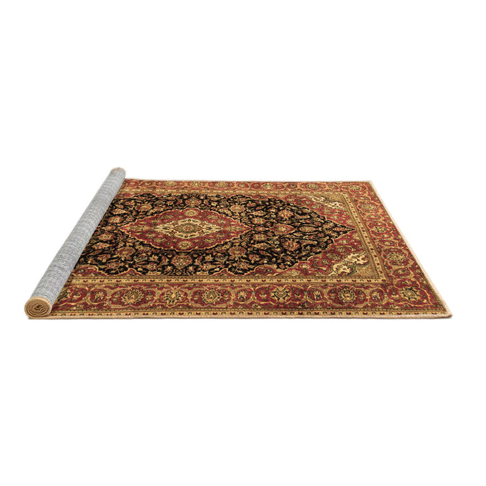 Sideview of Machine Washable Medallion Brown Traditional Rug, wshtr1257brn