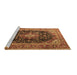 Sideview of Machine Washable Medallion Brown Traditional Rug, wshtr1257brn