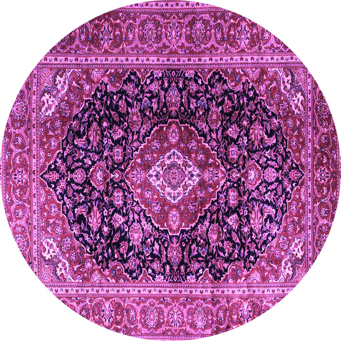 Round Medallion Purple Traditional Rug, tr1257pur