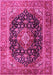 Machine Washable Medallion Pink Traditional Rug, wshtr1257pnk