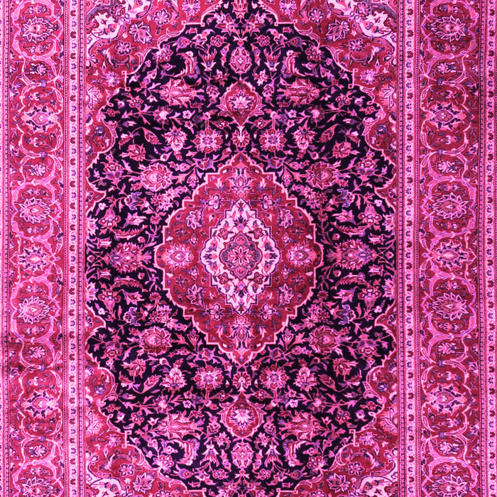 Machine Washable Medallion Pink Traditional Rug, wshtr1257pnk
