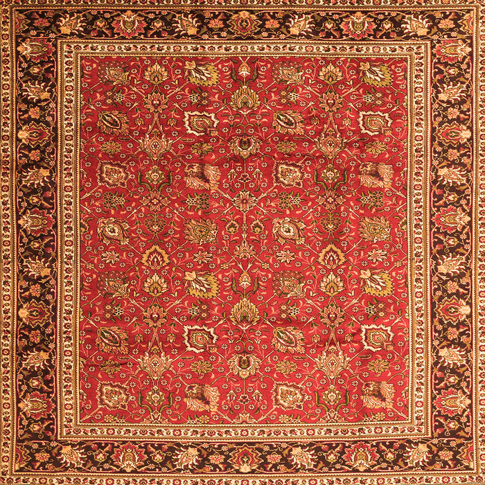 Round Machine Washable Persian Orange Traditional Area Rugs, wshtr1258org