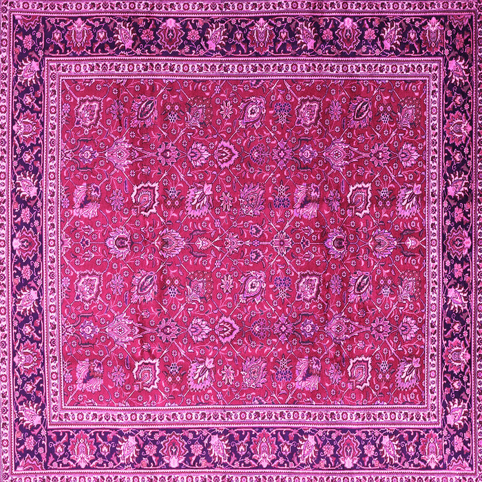 Square Machine Washable Persian Pink Traditional Rug, wshtr1258pnk