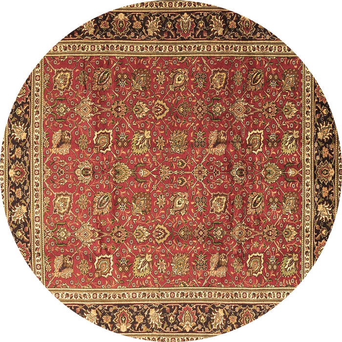 Round Machine Washable Persian Brown Traditional Rug, wshtr1258brn