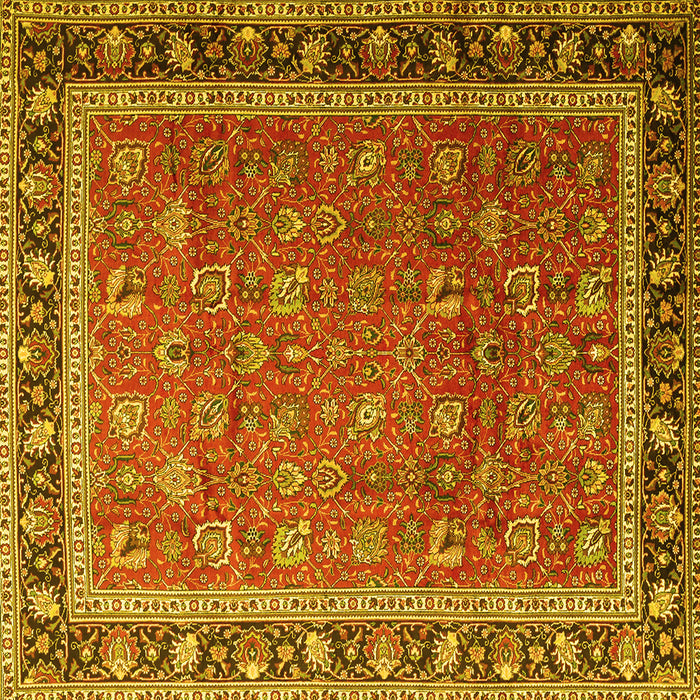 Square Machine Washable Persian Yellow Traditional Rug, wshtr1258yw