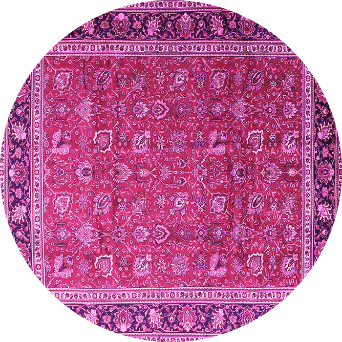 Round Machine Washable Persian Pink Traditional Rug, wshtr1258pnk