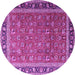 Round Machine Washable Persian Purple Traditional Area Rugs, wshtr1258pur