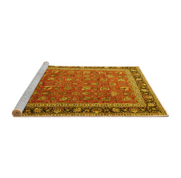 Sideview of Machine Washable Persian Yellow Traditional Rug, wshtr1258yw
