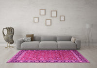 Machine Washable Persian Pink Traditional Rug, wshtr1258pnk