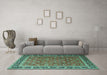 Machine Washable Persian Turquoise Traditional Area Rugs in a Living Room,, wshtr1258turq