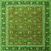 Round Machine Washable Persian Green Traditional Area Rugs, wshtr1258grn