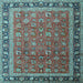 Square Machine Washable Persian Light Blue Traditional Rug, wshtr1258lblu