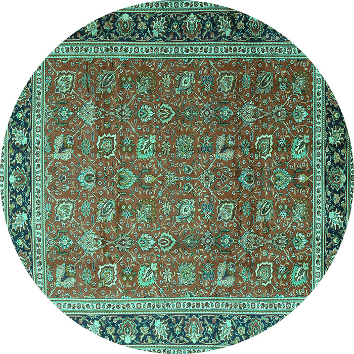 Round Persian Turquoise Traditional Rug, tr1258turq
