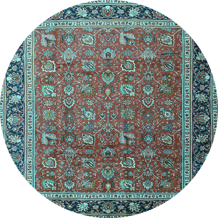 Round Machine Washable Persian Light Blue Traditional Rug, wshtr1258lblu