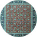 Round Machine Washable Persian Light Blue Traditional Rug, wshtr1258lblu