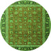Square Persian Green Traditional Rug, tr1258grn