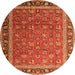 Machine Washable Persian Orange Traditional Area Rugs, wshtr1258org