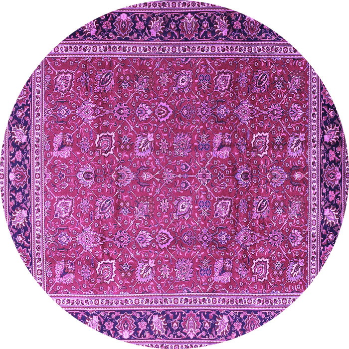 Round Persian Purple Traditional Rug, tr1258pur