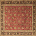 Square Persian Brown Traditional Rug, tr1258brn