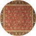 Round Persian Brown Traditional Rug, tr1258brn