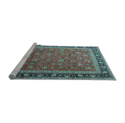 Sideview of Machine Washable Persian Light Blue Traditional Rug, wshtr1258lblu