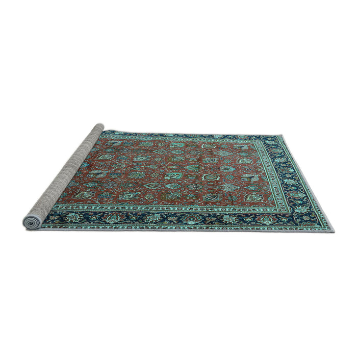 Sideview of Machine Washable Persian Light Blue Traditional Rug, wshtr1258lblu
