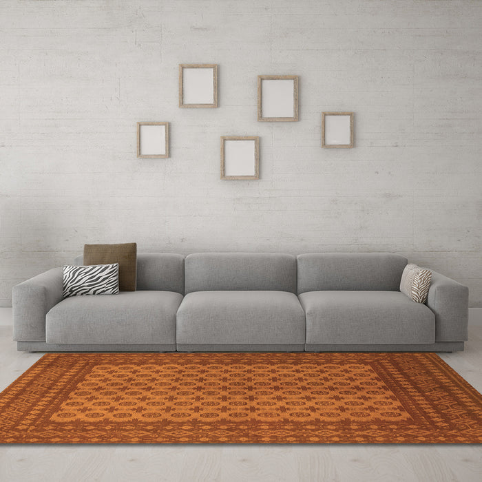 Machine Washable Persian Orange Traditional Area Rugs in a Living Room, wshtr1259org