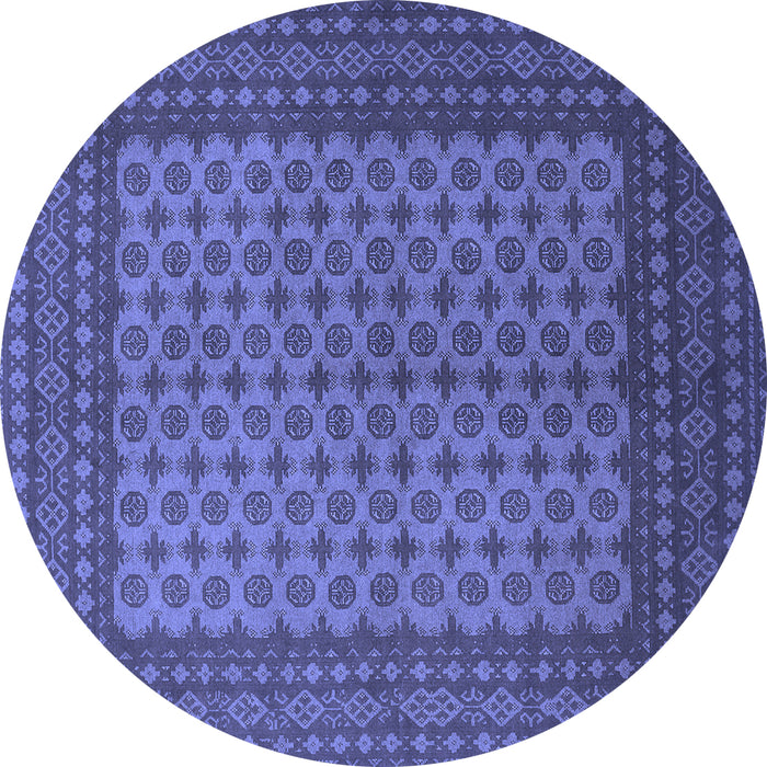 Round Machine Washable Persian Blue Traditional Rug, wshtr1259blu