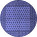 Round Machine Washable Persian Blue Traditional Rug, wshtr1259blu