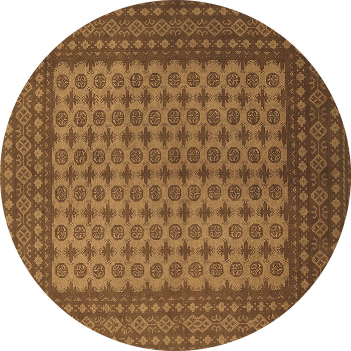 Round Machine Washable Persian Brown Traditional Rug, wshtr1259brn