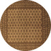 Round Persian Brown Traditional Rug, tr1259brn