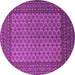 Round Machine Washable Persian Purple Traditional Area Rugs, wshtr1259pur