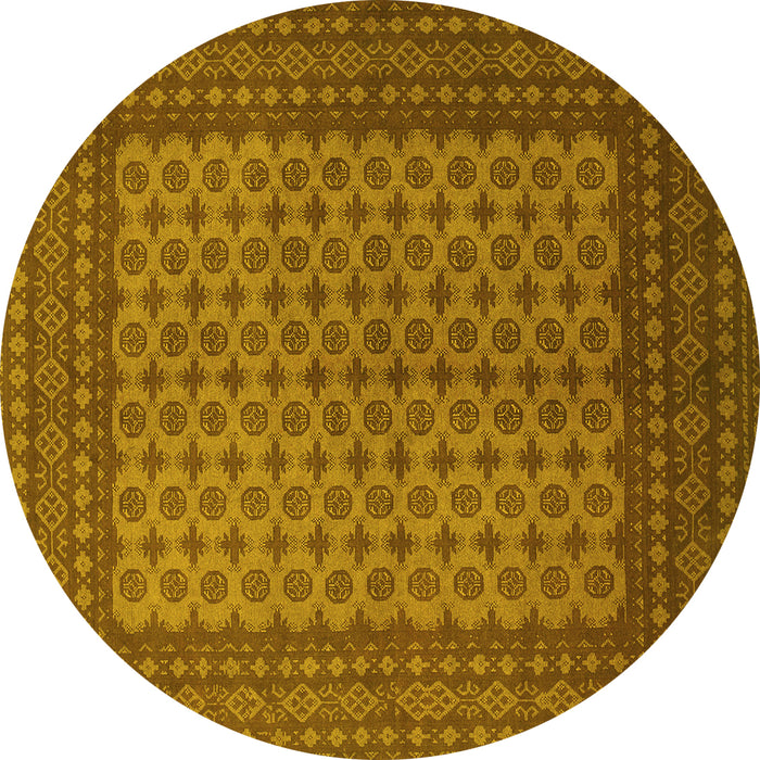 Round Persian Yellow Traditional Rug, tr1259yw
