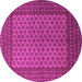 Round Machine Washable Persian Pink Traditional Rug, wshtr1259pnk