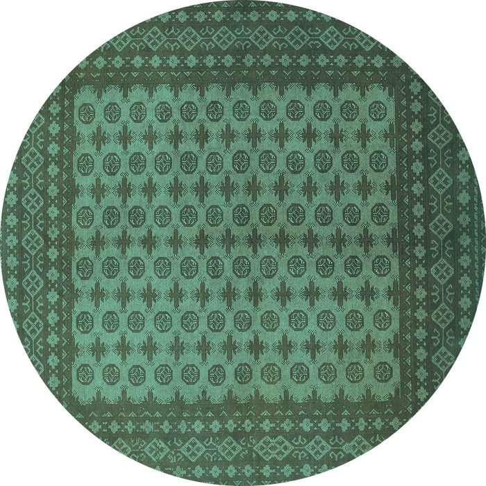 Round Persian Turquoise Traditional Rug, tr1259turq