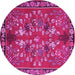 Round Animal Pink Traditional Rug, tr125pnk