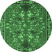 Round Animal Emerald Green Traditional Rug, tr125emgrn