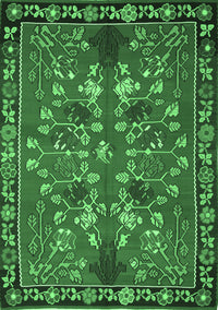 Animal Emerald Green Traditional Rug, tr125emgrn