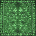 Square Animal Emerald Green Traditional Rug, tr125emgrn