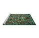 Sideview of Machine Washable Animal Turquoise Traditional Area Rugs, wshtr125turq