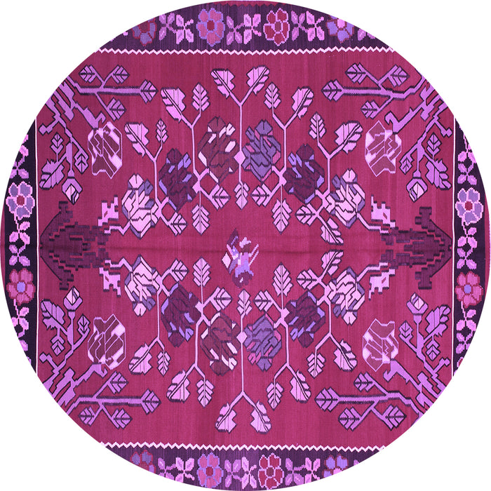 Round Animal Purple Traditional Rug, tr125pur