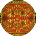 Round Animal Yellow Traditional Rug, tr125yw