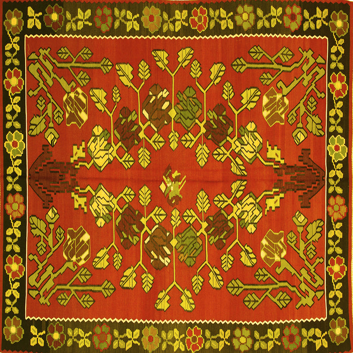 Square Machine Washable Animal Yellow Traditional Rug, wshtr125yw