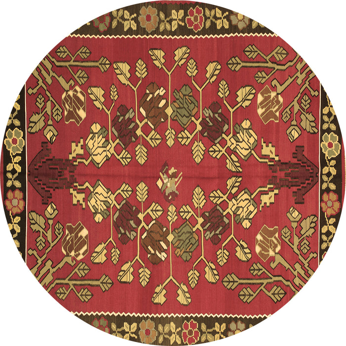 Round Machine Washable Animal Brown Traditional Rug, wshtr125brn