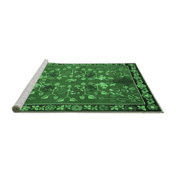 Sideview of Machine Washable Animal Emerald Green Traditional Area Rugs, wshtr125emgrn