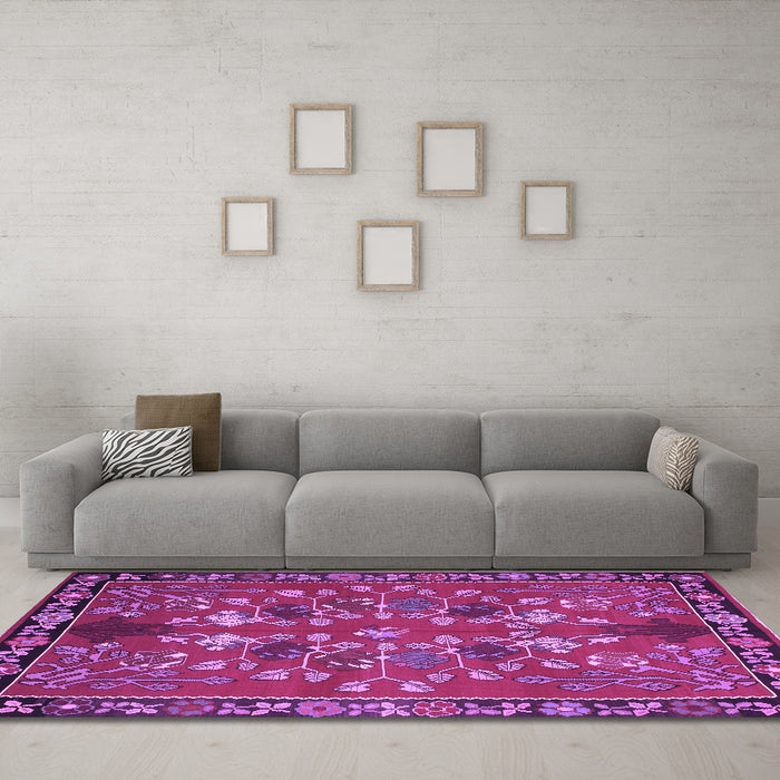 Machine Washable Animal Purple Traditional Area Rugs in a Living Room, wshtr125pur
